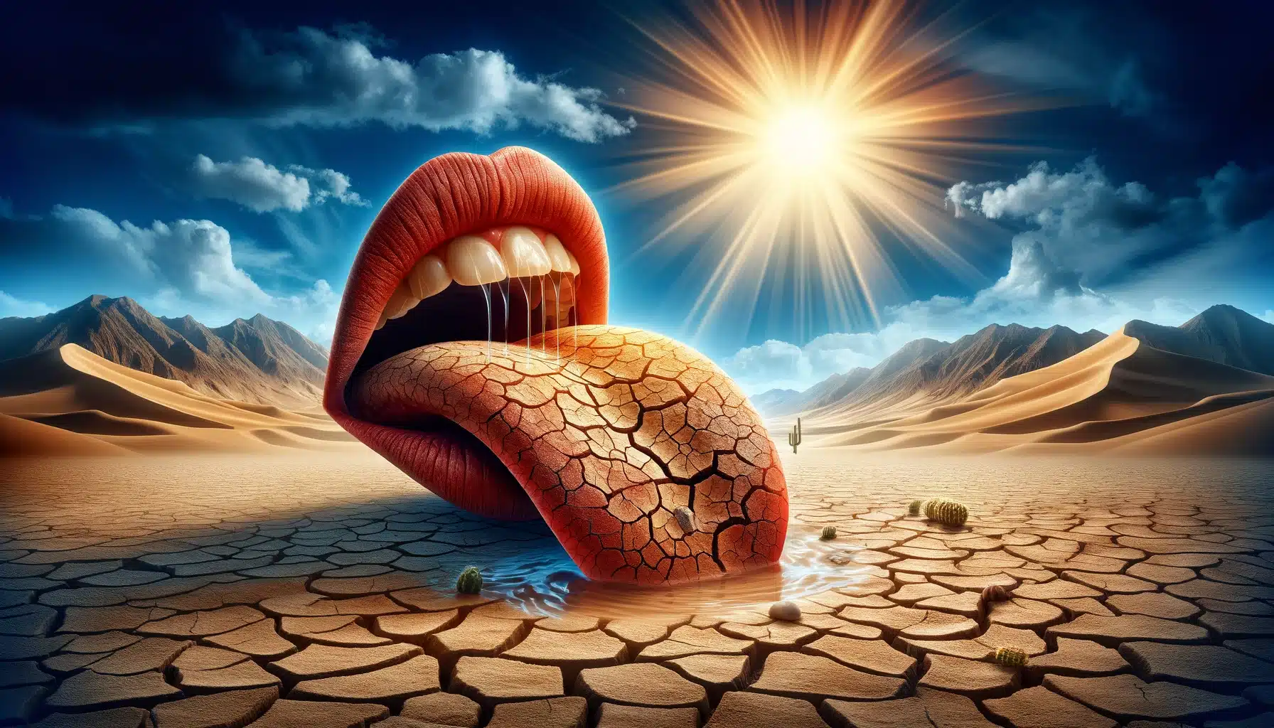Trockener Mund Zunge raus Wüste